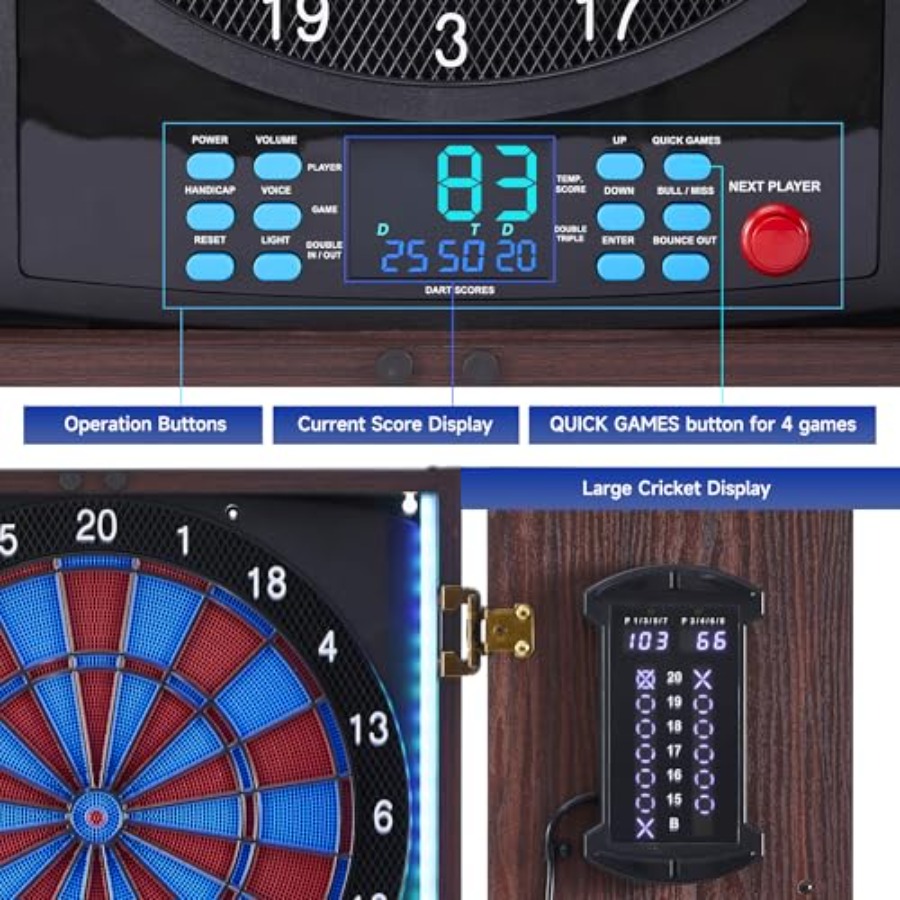 Electronic Dart Board with Cab - Electronic Dartboard Cabinet reseña y precio