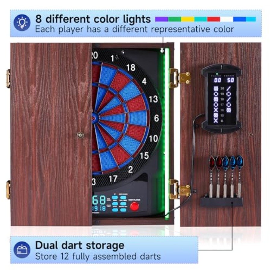 Electronic Dart Board with Cab - Electronic Dartboard Cabinet reseña y precio