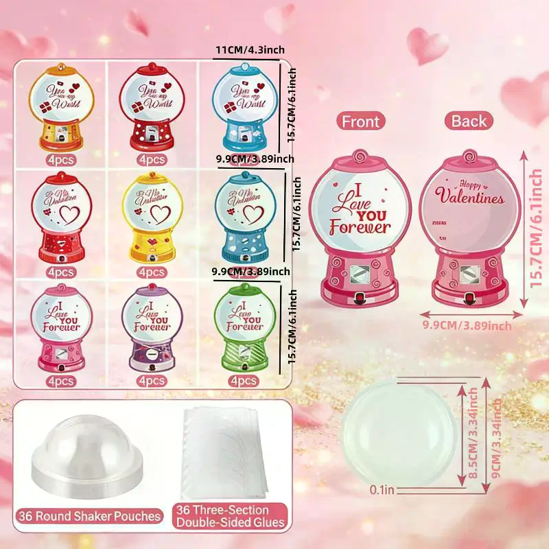 18/36 Pcs DIY Valentines Candy - Bubble Gum Machine reseña y precio