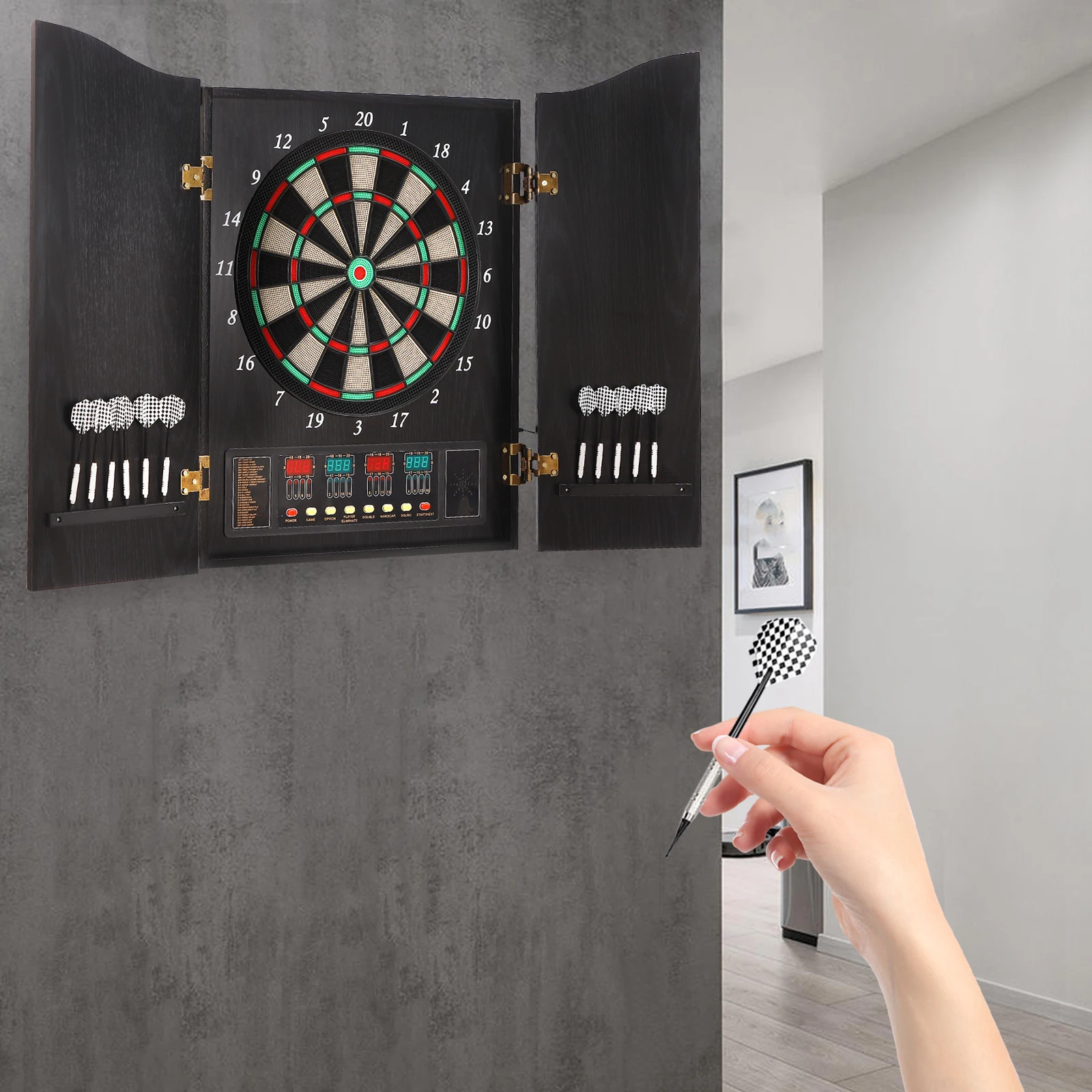 Dartboard Cabinet Set Dart Boa - Electronic Dartboard Cabinet reseña y precio