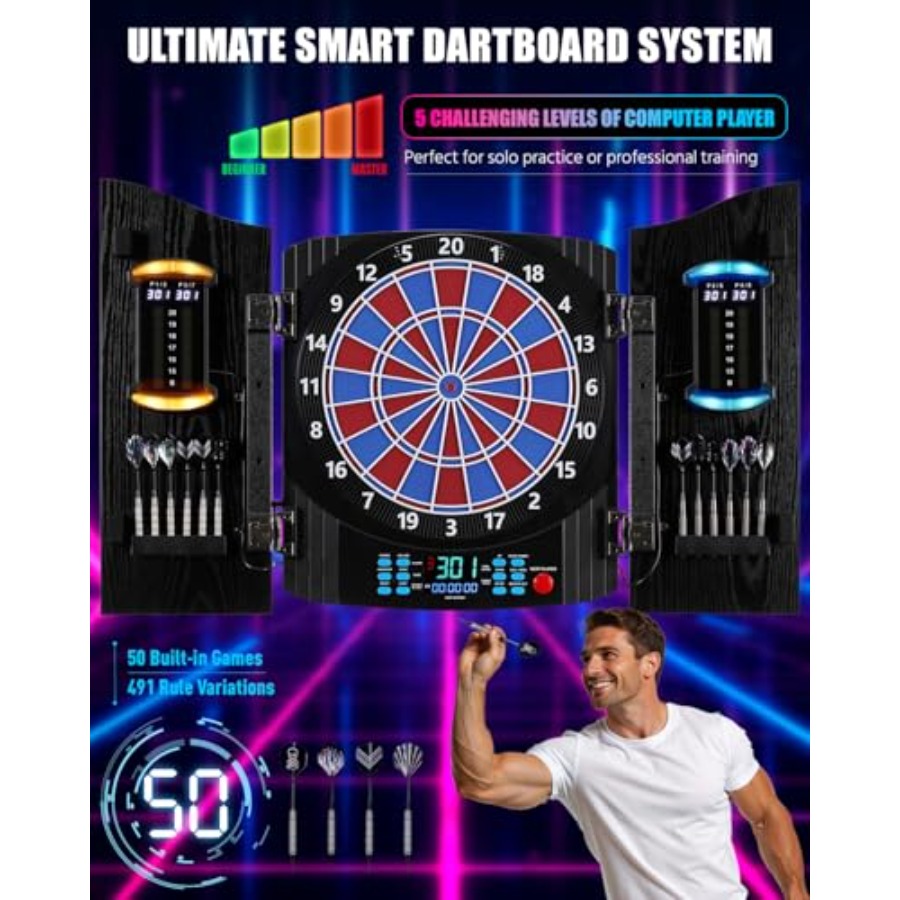 Electronic Dart Board, Electri - Electronic Dartboard Cabinet reseña y precio